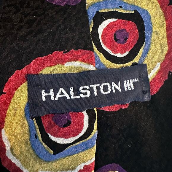 Vtg Halston III Neck Tie Mens‎ Extra long Imported Silk Abstract Mod Made in USA - Picture 2 of 4